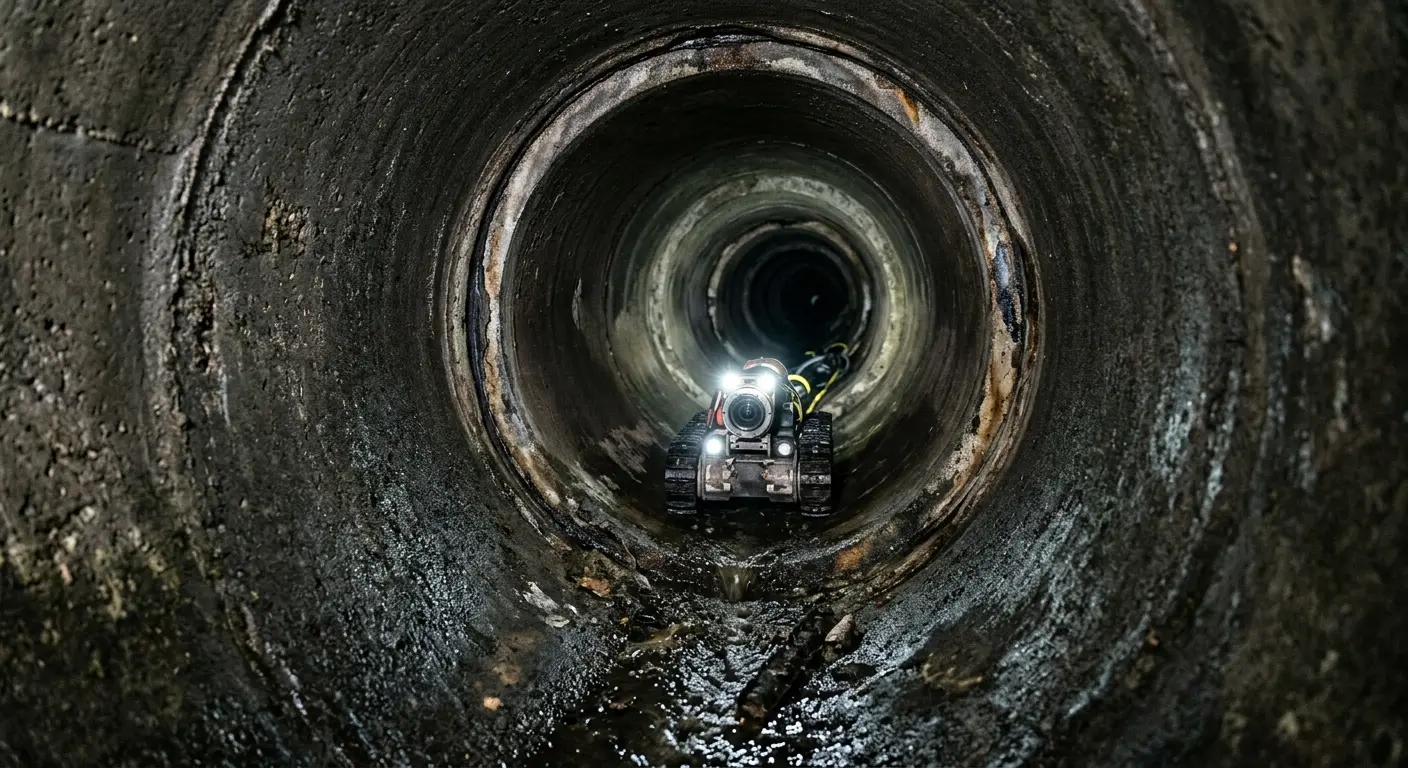 Robotic sewer camera inspecting pipe interior for Sewer Line Repair in Raleigh Hills